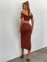 Cut Out Off Shoulder Halter Knit Sweater Dress